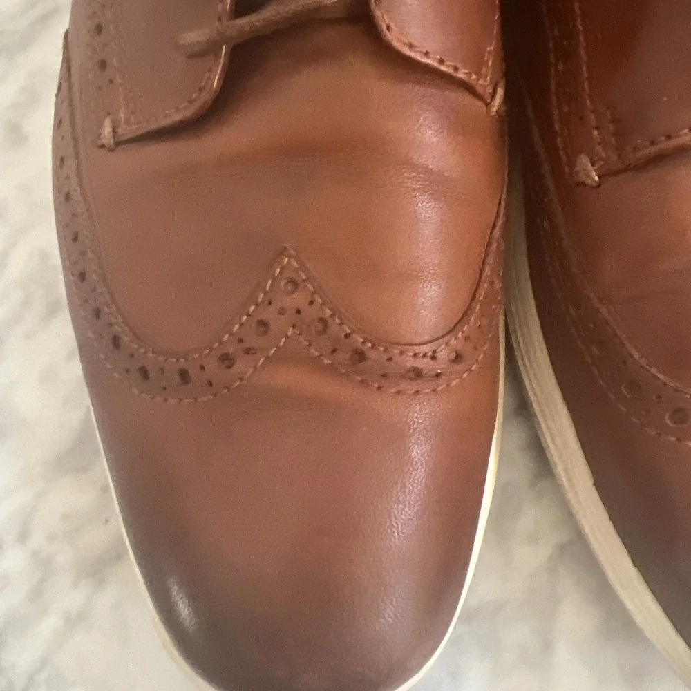 Cole Haan Grand.OS Mens British Tan Leather Wingtip Oxford Shoes Business Casual